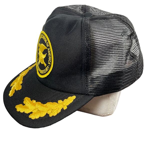RARE HTF Vintage 70s NRA Trucker Hat Adjustable Snapback Black Embroidered - Picture 3 of 8